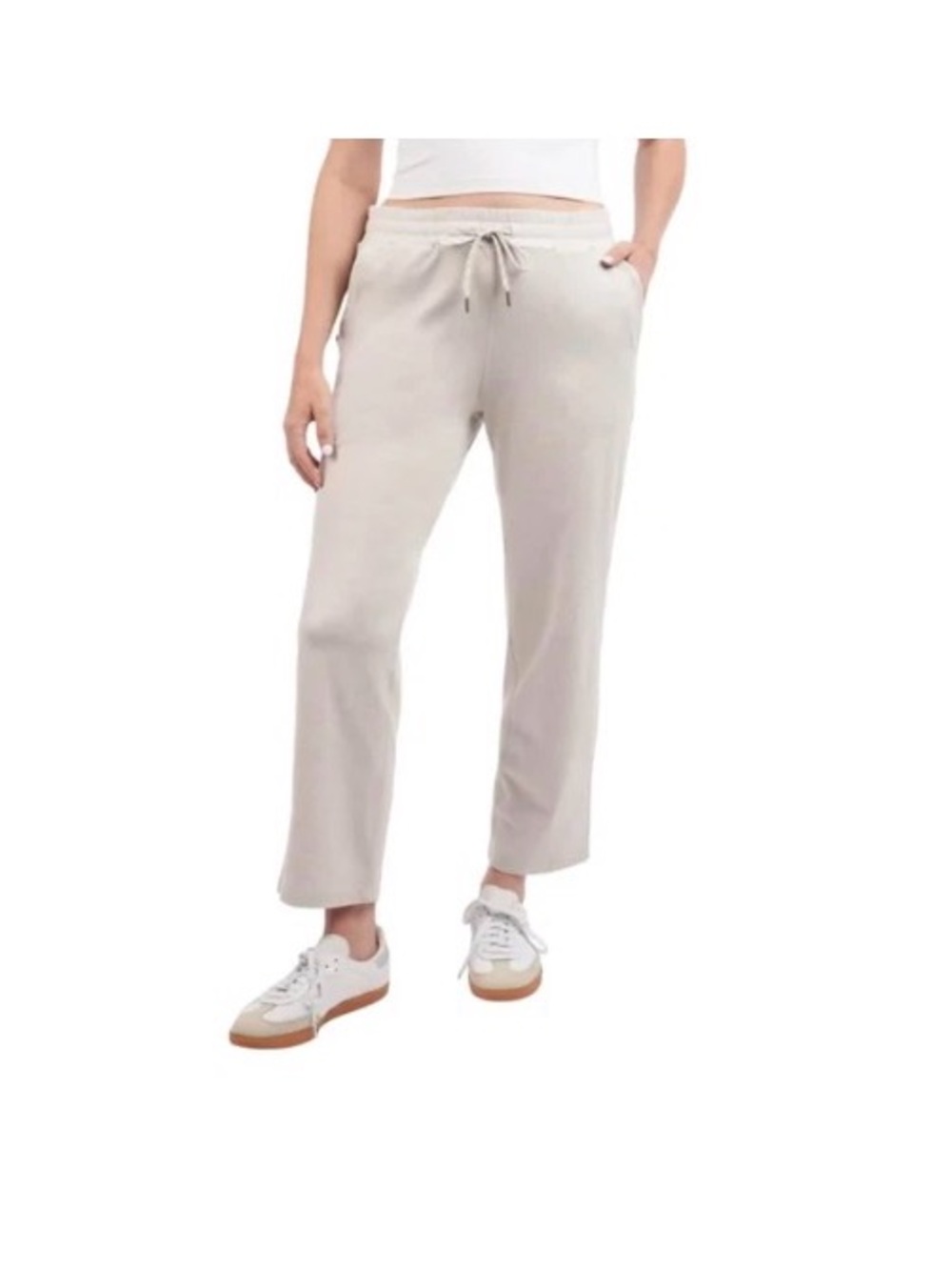 Kirkland Signature Women's Lightweight Crop Pant Cream size Small
